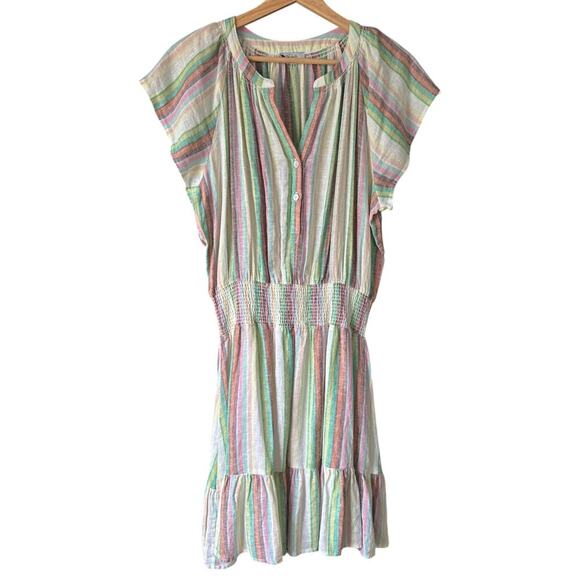 Rails Augustine Smocked Waist Mini Dress in Palais Stripe Size M - Picture 5 of 10